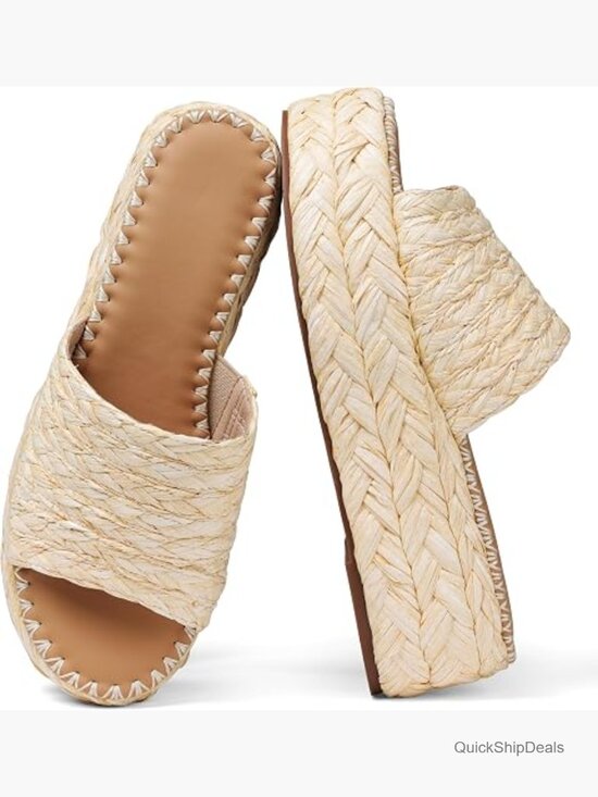 Shoes - Platform Espadrilles Wedges Sandals Slide Cute Summer Beach Vacation